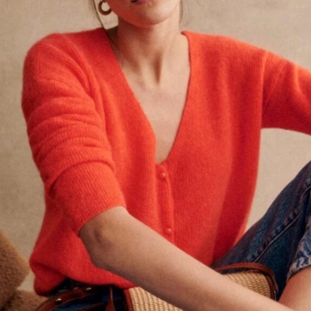 Sézane Barry Cardigan NWT in Tangerine XXS - Picture 2 of 9